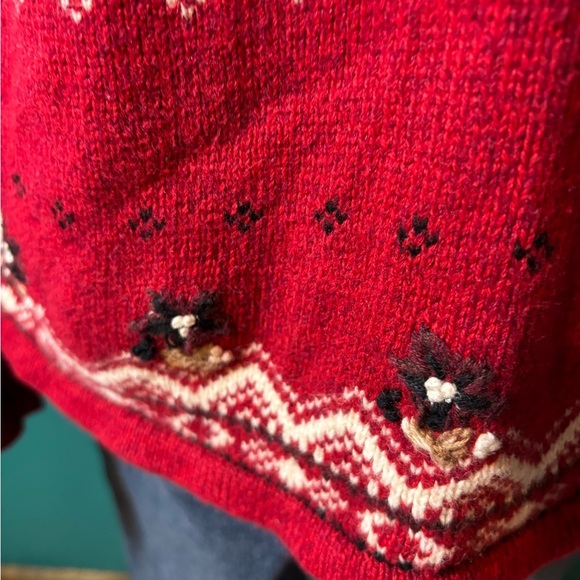 Erika Red and Black Zip Up Sweater with Nordic Patterns - Picture 2 of 6